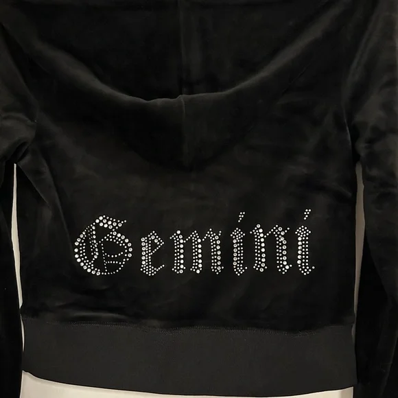 NW/OT! Juicy Couture Velour Black Gemini Track Suit sweatsuit women size X-SMALL - Picture 4 of 12
